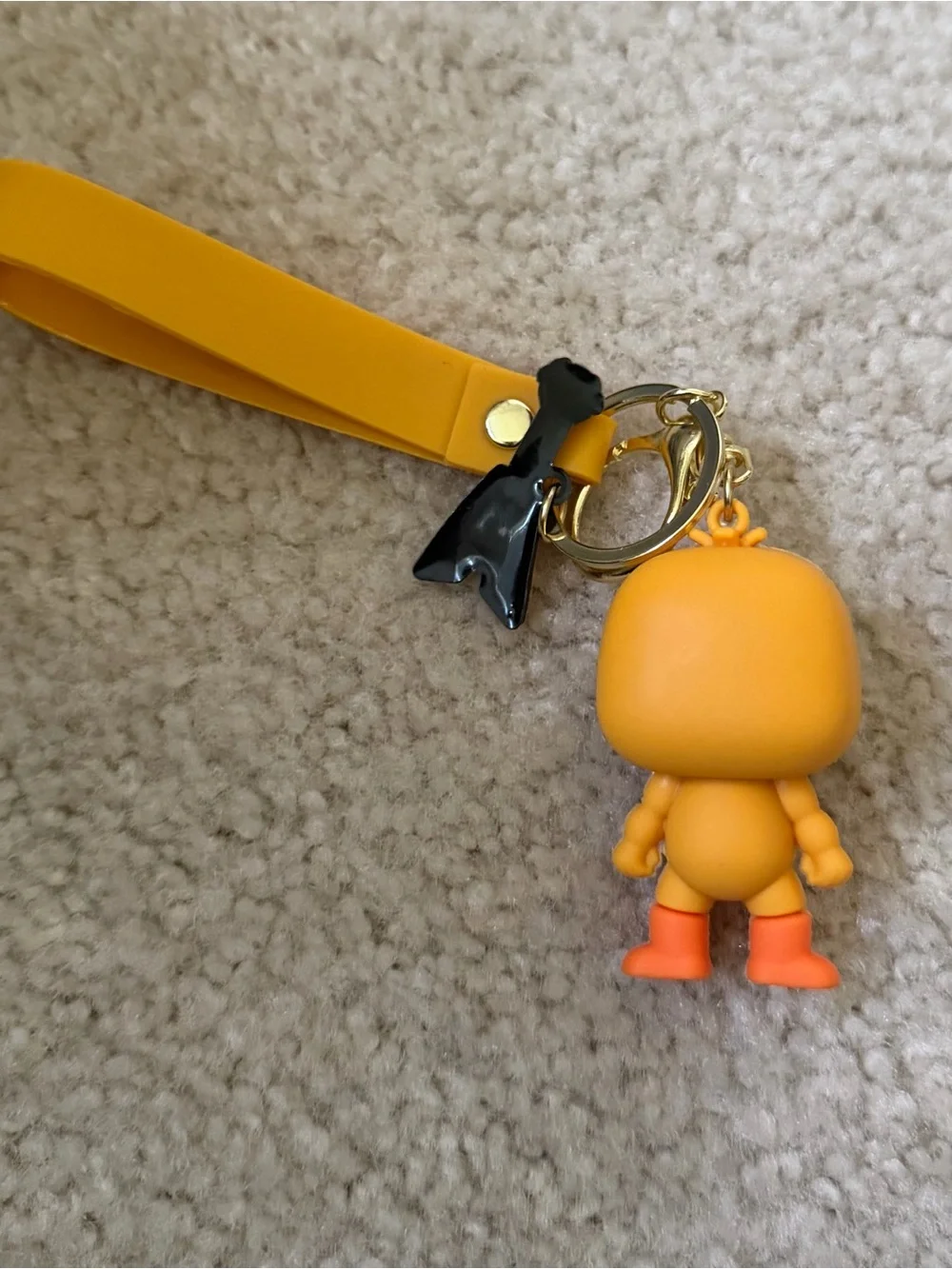 Yellow Silicone Bird Keychain Charm with Matching Strap